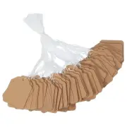 200Pcs 1.77"x1.38" Price Tags Writable Labels Display Label with String Brown