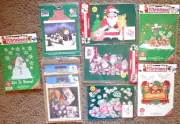 Lot of 9 Plaid CHRISTMAS Iron-On Transfers: Snowmen*Candy*Santa*Reindeer