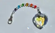 Crystal faceted heart 45AB suncatcher with clasp and chakra beads