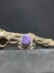 handmade Native American Navajo Charoite sterling Silver Ring Size 9