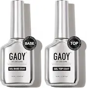 GAOY 16ml 2 Pcs Glassy Gel Top Coat and Base Coat Set,No Wipe Foundation Combination for UV Light Cure Nail Polish