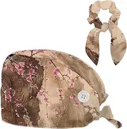 [YTYVAGT] Scrub Caps Women,Scrub Hats Suitable for Women,Cherry Lake Bird Flower