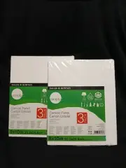 [2X] Daler-Rowney Simply Canvas Panels White Art Canvas 8" x 10" 3-Pk x 2 [G3R]