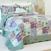 EVENHUG 100% Cotton Patchwork Quilt Twin Size Set Lightweight Floral Twin Qui...