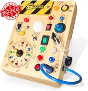Montessori Busy Board V2 Wooden Sensory Toy for Toddlers 1-3 Travel Learning Toy