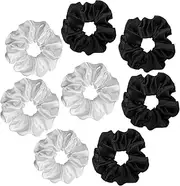 ALCEA ROSEA Hair Ties Silk Scrunchies for Women Girls 3 Pack Satin Elastic Tie Scrunchie No Damage Ponytail Holders Hair Bands (2A-Black)