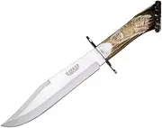 Joker Hiking Knife 25" CT101, Hand-Carved Deer Horn Handle, 25 cm MOVA Steel Blade, Includes Brown Leather Sheath, Tool for Fishing, Hiking, Camping and Hiking