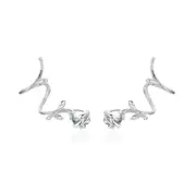 Silver Rose Stud Earrings Clips