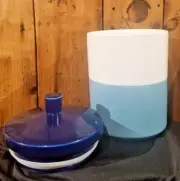 Stoneware Pet Treat Jar, Royal Blue & Teal, Boots & Barkley Dogs Cats SHIPS FREE