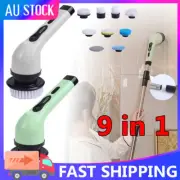 Rechargeable Cordless Spin Scrubber Electric Turbo Scrub Cleaning Brush 9 HeaWH