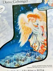 Candamar Designs Dona Gelsinger Starlight Angel Printed Cross Stitch Stocking