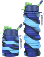Silicone Collapsible Water Bottles, 16Oz 500Ml Portable Foldable Expandable Wate