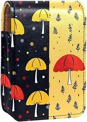 Lipstick Case,Leather Lip Gloss Lipstick Organizer with Mirror,Mini Lipstick Holder Bag,Umbrella Leaf Rain Cloud