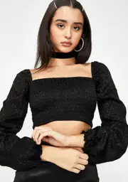 [Dolls Kill] Black Cheetah Elina Top