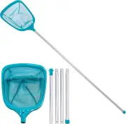 5 Ft Pool Leaf Skimmer Net - 4 Aluminum Pole Sections, Fine Mesh, 6" Deep Bag