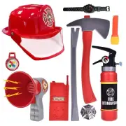 10 PCs Fireman Gear Firefighter Costume Role Play Career Dress Up Starter Toy...
