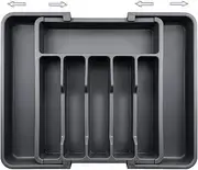 ROROUP Silverware Organizer, Expandable Kitchen Drawer Organizer, Adjustable Utensil Tray, BPA Free Flatware and Cutlery Holder, Large Capacity Flatware Tableware Tray for Spoons Forks Knives (Black)