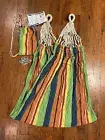 Bliss Striped Fabric Hammock Bag Hanging Kit Rope Loop Multicolored 40" Wide NEW