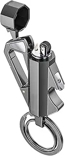 GHFGHVBN Outdoor camping survival gasoline kerosene flame lighter, portable chain key ring lighter, refillable lighter, classic soft flame kerosene lighter, Gray