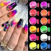 [Major Dijit] Neon Phosphor Pigment Powder Set Fluorescent Nail Glitter Eye Powder Manicure Decoration Nail Art Dust Pigment Paillettes (C)