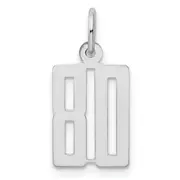 Sterling Silver Silver/Rhodium-Plated Elongated Number 80 Charm