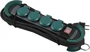 Electraline 92428 Waterproof Professional Power Strip with Retractable 4 Sockets with Cap 16 A French Rubber Cable H07RN-F 3G1.5 mm² Length 3 m IP44 Green