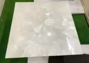 36" Square Selenite Stone Center Sofa Coffee Table Top Sunburst Arts Hallway Dec
