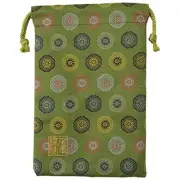 Senito Shuin Nishijin Ori Gold Brocade Drawstring Bag with lining Verdigris