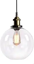 Mengjay Industrial Vintage Pendant Lamp E27 LED Hanging Lamp Industrial Blanket Glass Ceiling Lighting Restaurant Pendant Lamp Transparent Chandelier 230V (B)