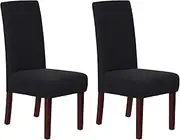 Smarcute Dining Chair Covers Stretch Removable Washable Chair Covers Chair Protector Home Decor Spandex Jacquard Dining Chair Protector Cover for Dining Room Set of 2, Black