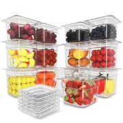 12 Pack Plastic Food Pan with Lid 1/6 Size 6 Inch Deep Restaurant Clear Food Sto