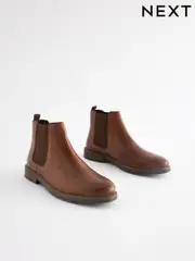 Tan Brown Waxy Leather Chelsea Boots (N25168) | $106