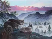 Wolf Tile Backsplash Kendrick Wildlife Lodge Art Ceramic Mural POV-LKA024