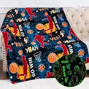 Basketball Gifts for Boys Girls Toddler Toys - Glow in the Dark Basketball Blanket for Kids Youth Age 3 4 5 6 7 8 9 10 11 12 14 Years Old - Basketball Stuff for Men Womens Halloween Birthday Christmas