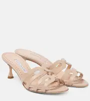 [Manolo Blahnik] Manolo Blahnik Ahwak 50 leather mules AU 11 neutrals