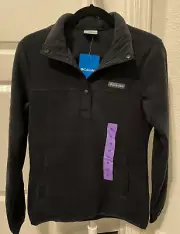 New Columbia Ladies' Snap Fleece Pullover Size XXS Black 100% Authentic