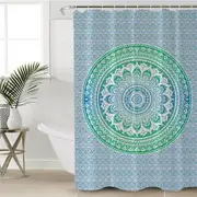 Green and Blue Hues Mandala Shower Curtain