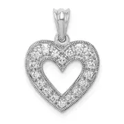 14k White Gold 1/4ct. Real Diamond Heart Pendant