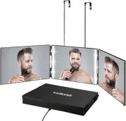 Vanexiss Rechargeable 3 Way Mirror for Hair Cutting, Real Glass Adjustable Tr...