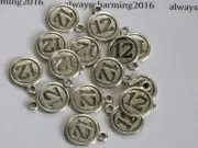 15 SILVER TBN INSPIRED "# 12" CIRCLE ROUND CHARMS FOR BRACELET JEWELRY