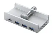 Cruxtec 4-Port Clamp-Mounted USB 3.0 Hub with Type-C Power Port [TC3-1C3A-SV]