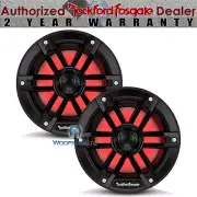 ROCKFORD FOSGATE M1-65B BLACK RGB LIGHT 6.5" 600W COAXIAL MARINE BOAT SPEAKERS