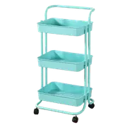 Blue 3 Tier Kitchen Bathroom Trolley Cart Steel Storage Rack Shelf Organizer Wheels