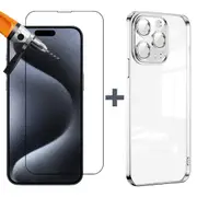 For Apple iPhone 15 PRO MAX Phone Case Cover and Tempered Glass Screen Protector