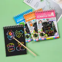 在飛比找蝦皮購物優惠-1 件創意彩色 DIY 線圈划痕筆記本本兒童塗鴉素描畫(本地