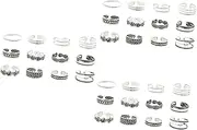 [WRITWAA] Pcs Fashionable Alloy Toe Joint Rings Set Unisex Geometric Design for Women Men Random Style