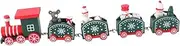 Christmas Decor Wooden Snowman Train 5 Sections Small Train for Kids Green Portable Decorative