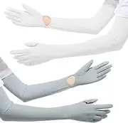 [SHALEDOW] Driving Gloves Women UV Protection, UV Gloves for Driving, Sun Arm Protection for Women Sun Sleeves, for Arm, Clothing, Gardening, Golf, Fishing, Sleeves to Cover Arms - 1 Pair White & Grey - Long