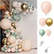 117Pcs Rainbow Balloon Arch Garland Kit, Pink, Green, Metallic gold ball, Gold Latex Balloons with Balloon Accessories for Baby Shower Wedding Birthday Girl Party Decorations (Pink)