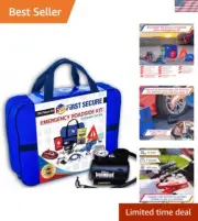 90-Piece Car Emergency Roadside Tool Set with First Aid & Air Compressor